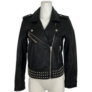 BlankNYC Faux Leather Biker Studded Jacket S Black
